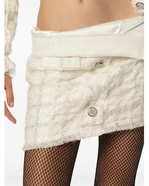 GOD SAVES QUEENS Tweed Frayed-Edge Skirt - Natural