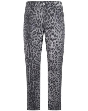 Roberto Cavalli Leopard-Print Jeans - Grey