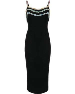 Zuhair Murad Vestido midi con apliques de cristal - Negro