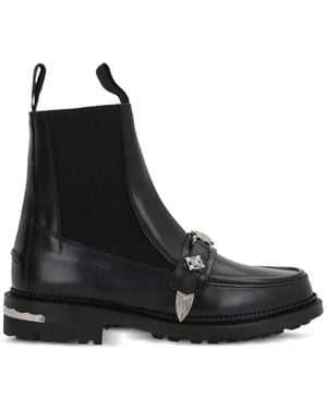 Toga Studded-Strap Chelsea Boots - Black