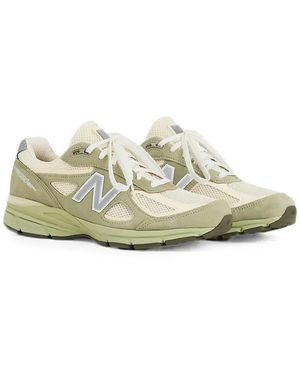 New Balance 990 Suede-Panelled Trainers - White