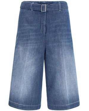 True Royal Belted Knee-Length Shorts - Blue
