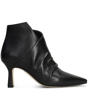 The Seller Ruched Pointed-Toe Ankle Boots - Black