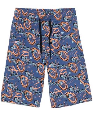 A.P.C. Abstract-Print Deck Shorts - Blue