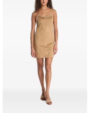 Guess Lace-Trim Spaghetti-Strap Mini Dress - Natural