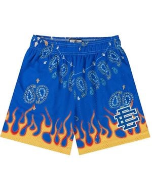 Eric Emanuel Ee Basic Paisley And Flame-Print Basic Shorts - Blue