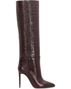 Paris Texas 85mm Crocodile-embossed Knee-high Boots - ブラウン