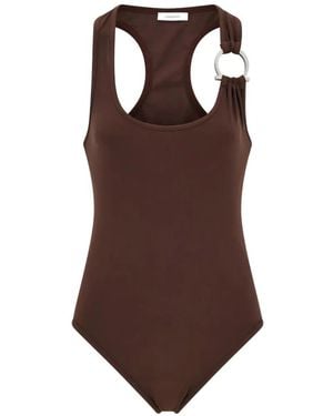 Ferragamo Gancini Full Swimsuit - Brown
