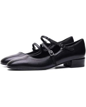 Poche Paris Strap-Buckle Court Shoes - Black