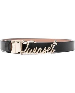 Twinset Logo-Detail Belt - White