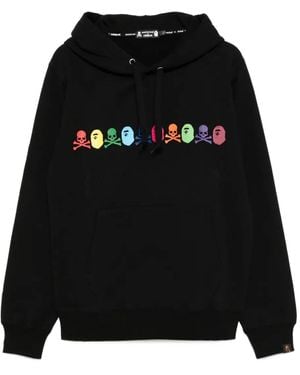 Mastermind Japan X Bape Logo Printed Hoodie - Black