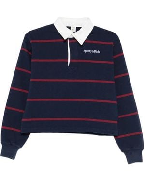 Sporty & Rich Striped Polo Top - Blue