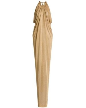 Alberta Ferretti Halter-Neck Draped Maxi Dress - White