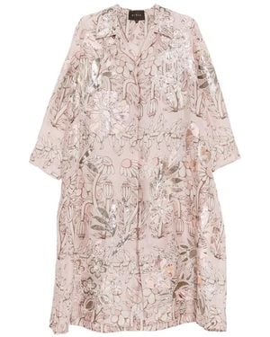 Biyan Floral-Print Coat - Pink