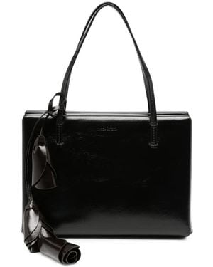 Magda Butrym Bolso Shopper De Piel Con Colgante Floral - Negro