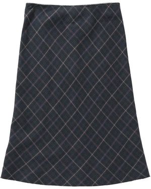 PERVERZE Check-Pattern A-Line Midi Skirt - Blue