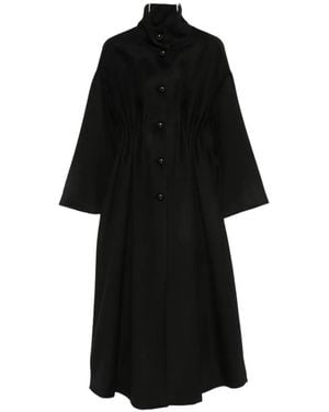 Emporio Armani Abrigo Con Cuello Alto Y Cintura Fruncida - Negro