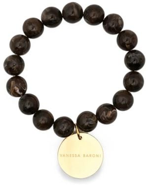 Vanessa Baroni Mini Logo-Charm Beaded Bracelet - Black