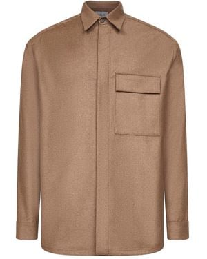 D4.0 Camicia Con Taschino E Bottoni - Marrone