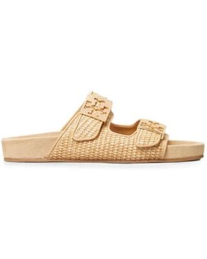 Tory Burch Mellow Raffia Sandals - Metallic