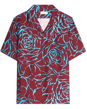 Dries Van Noten Floral Print Short-Sleeved Shirt - Red
