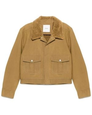 Nanushka Faux Shearling-Collar Overshirt - Natural