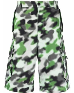 KENZO Camouflage Print Cargo Shorts - Green