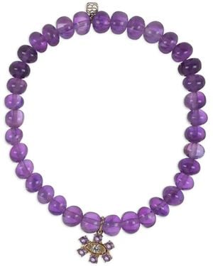 Sydney Evan Evil Eye Amethyst And Diamond Bracelet - Purple