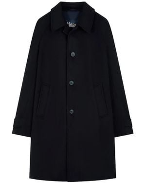Herno Button-Fastening Raglan-Sleeve Coat - Blue