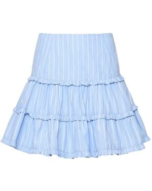 Cinq À Sept Thea Striped Ruffled Skirt - Blue