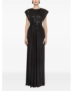Nissa Ruched Metallic Stretch-Jersey Maxi Dress - Black