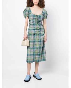 ganni shiny check jacquard midi dress Ganni brings Danish fashion to Boston
