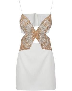 Costarellos Vestido Corto Zilia Con Cristales - Blanco