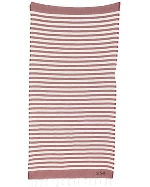 MC2 Saint Barth Foutas Striped Fringed Beach Towel - Red