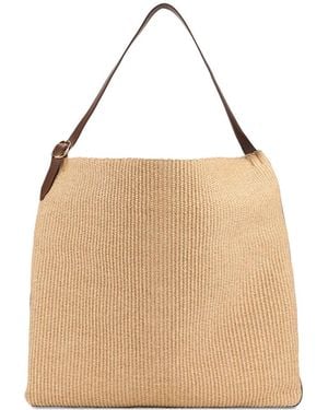 Orciani Woven Leather-Trim Tote Bag - Natural