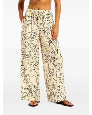 Seafolly Pantalon Fleuri À Lien De Resserrage - Natural