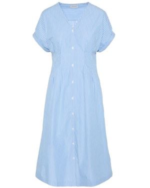 Calvin Klein Striped Button-Down Midi Dress - Blue