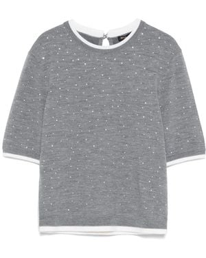 Maje Rhinestone-Embellished T-Shirt - Gray