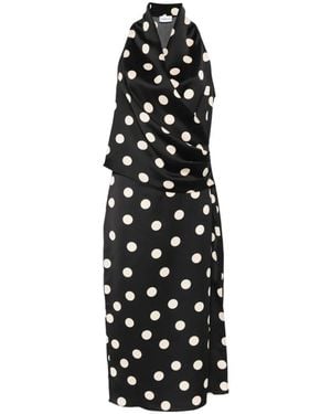Marella Polka-Dot Halterneck Midi Dress - White