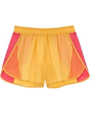Saint Laurent Logo-Detail Panelled Shorts - Orange
