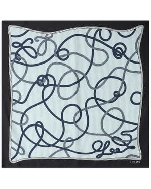Loewe Zijden Sjaal Met Touwprint - Blauw