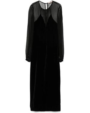 Twinset Velvet Midi Coat - Black