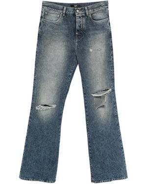 Amiri Ripped-Knees Bootcut Denim Jeans - Blue