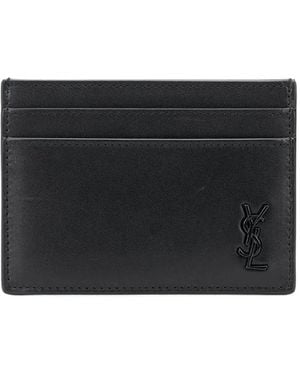 Saint Laurent Cassandre Leather Cardholder - ブラック