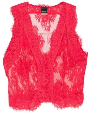 Pinko Veste Sans Manches Grazioso À Dentelle Brodée - Rose