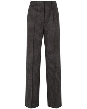 Erika Cavallini Semi Couture Pinstripe Wide-Leg Trousers - Black