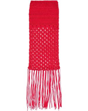Laneus Open-Knit Long Skirt - Red