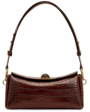 Ami Paris Carrousel Tasche Aus Rindsleder Mit Kroko-Prägung - Braun