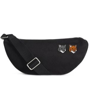 Maison Kitsuné Animal-Patch Messenger Bag - Black