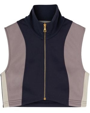 Palm Angels Pa Monogram Cropped Track Vest Top - Blue